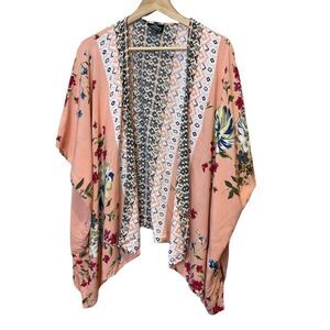 Angie Kimono Blush Floral Boho Peasant Cottagecore Size Medium